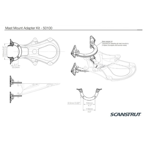 Scanstrut 50100 Maste monterings adaptersæt